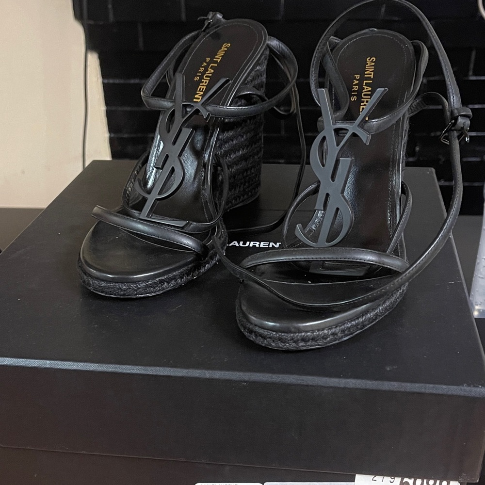 Saint Laurent Black Strappy Heels